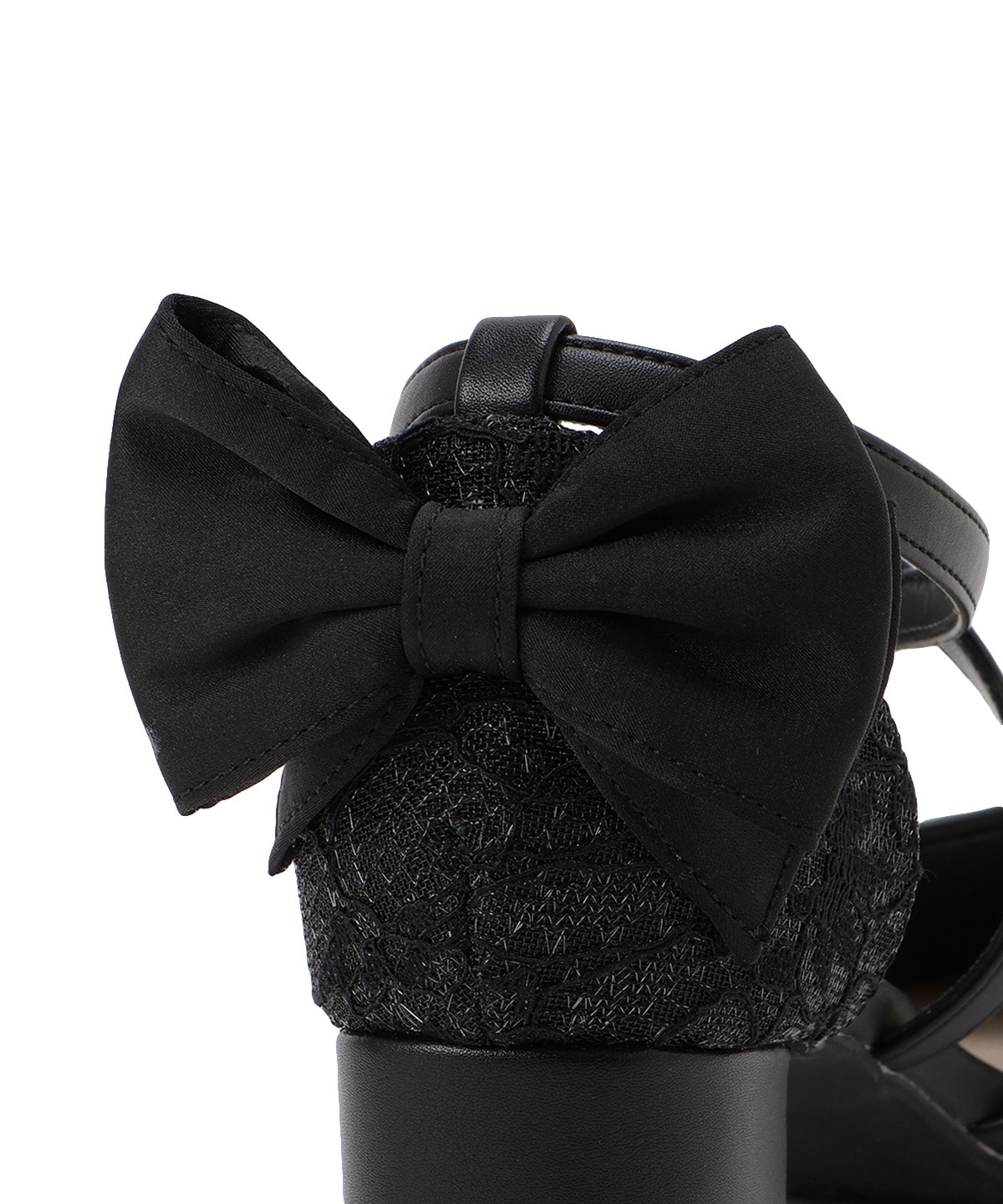 バックリボンレースパンプス