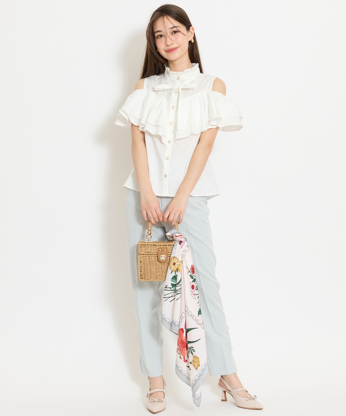 スタンドフリル２WAYスリーブブラウス