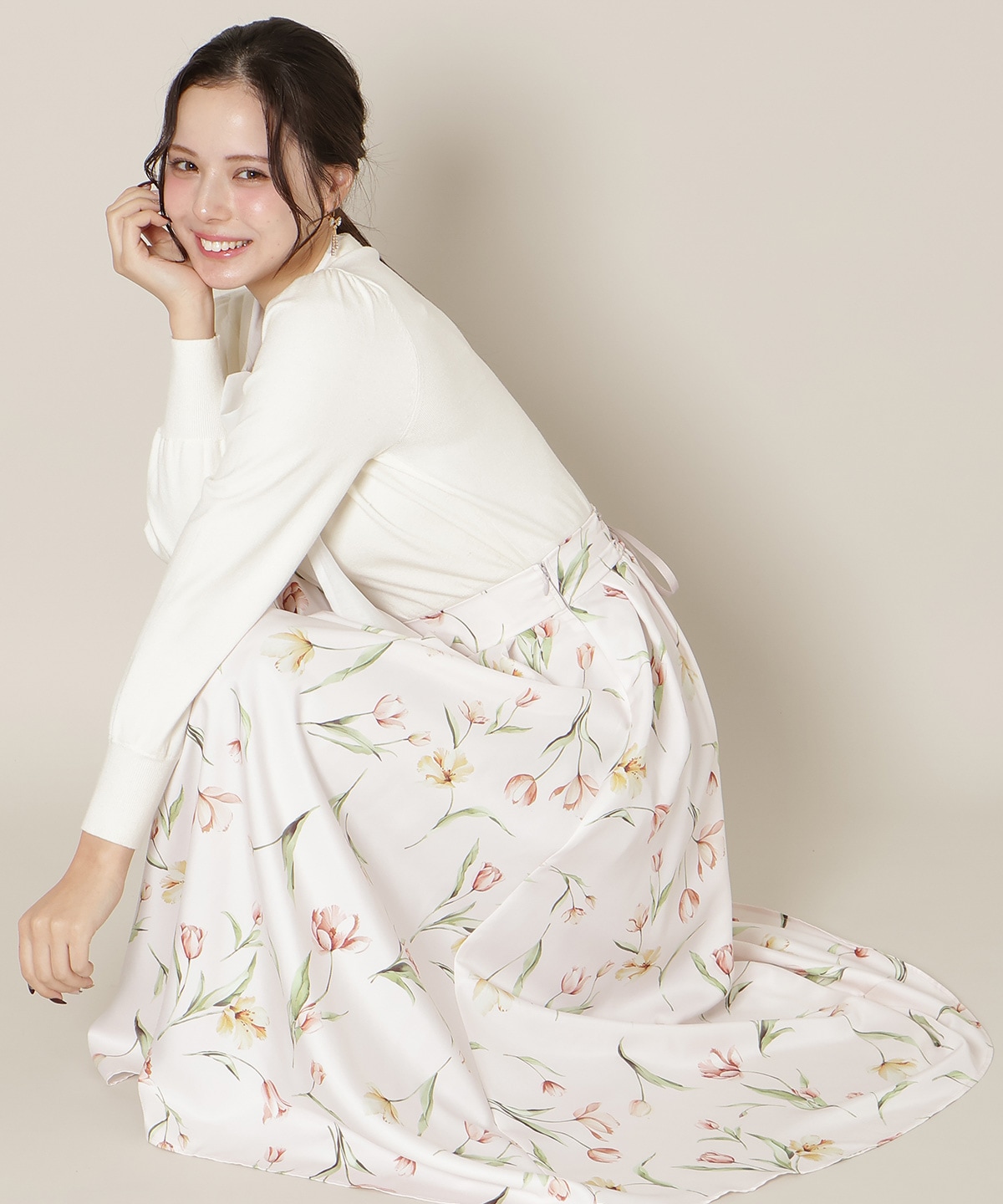 【1/14(wed)18時先行予約開始 】チューリッププリントタックフレアスカート