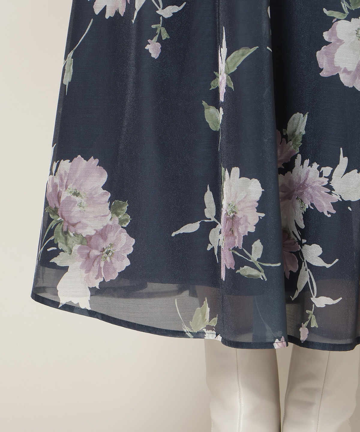 フラワープリントシアータックスカート