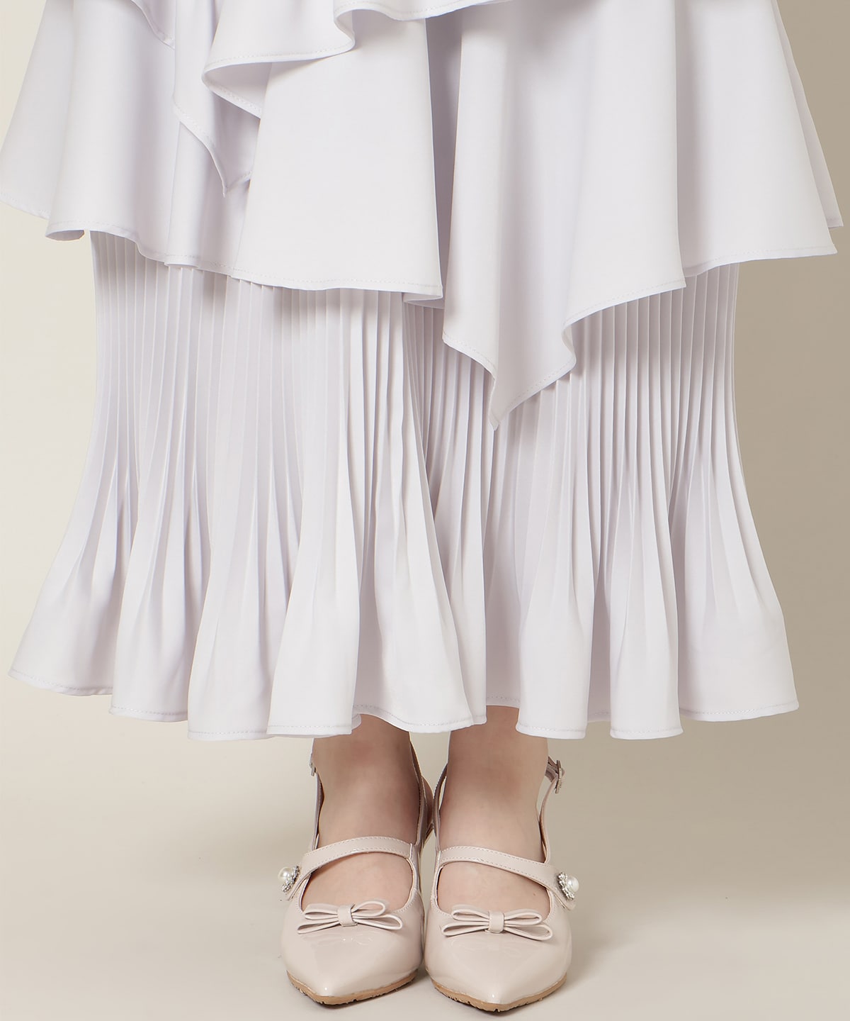 プリーツシフォンティアードスカート