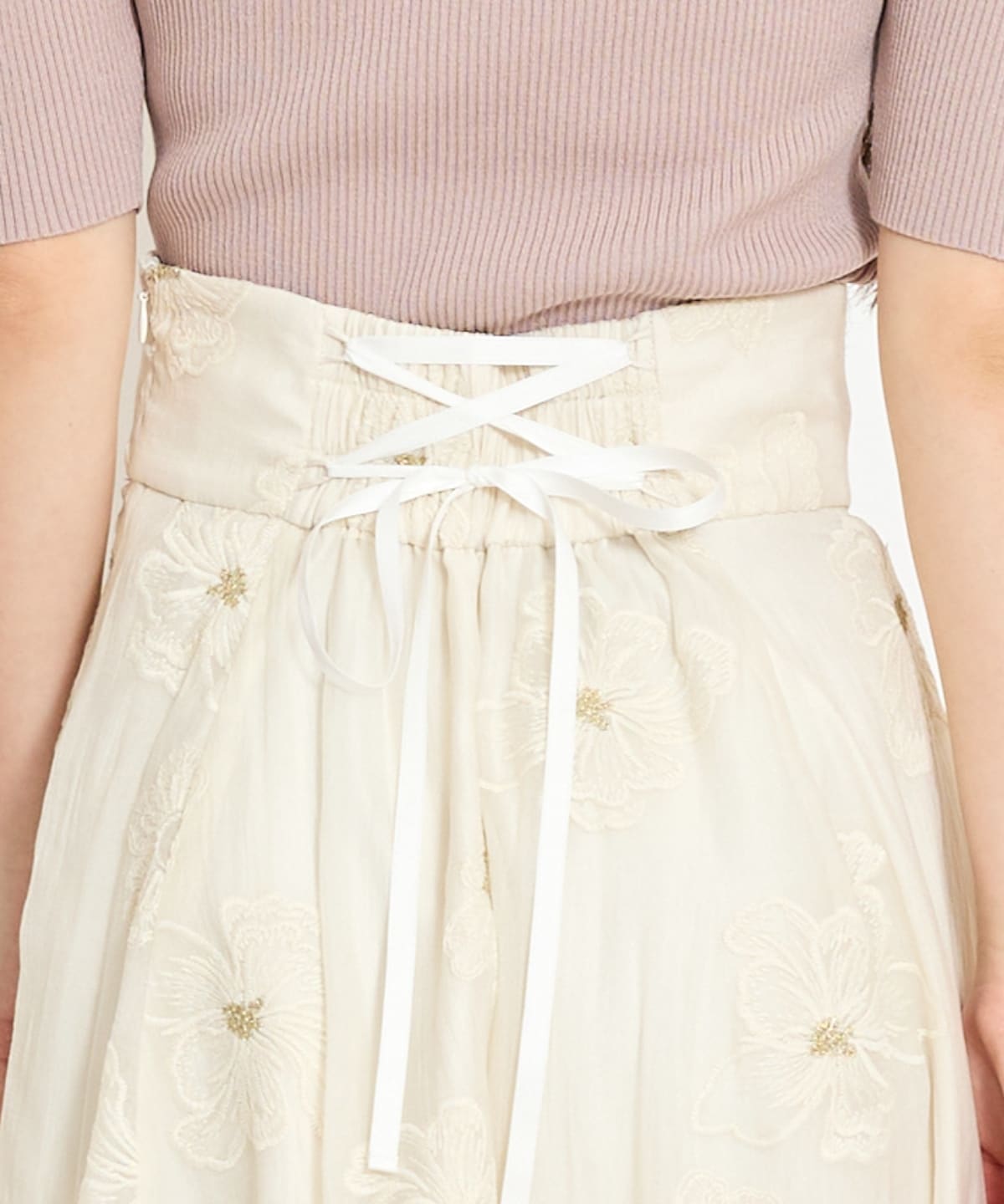 フラワー刺繍シアースカート