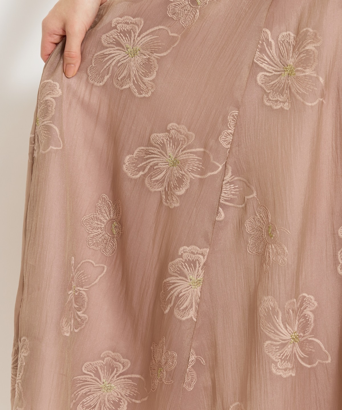 フラワー刺繍シアースカート