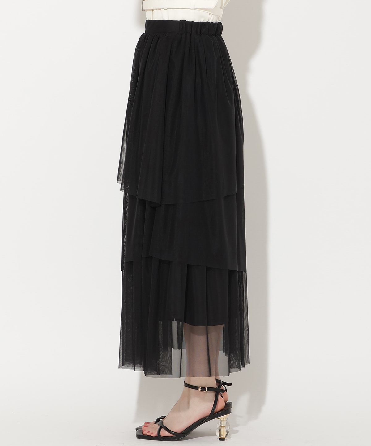 アシメティアードチュールスカート