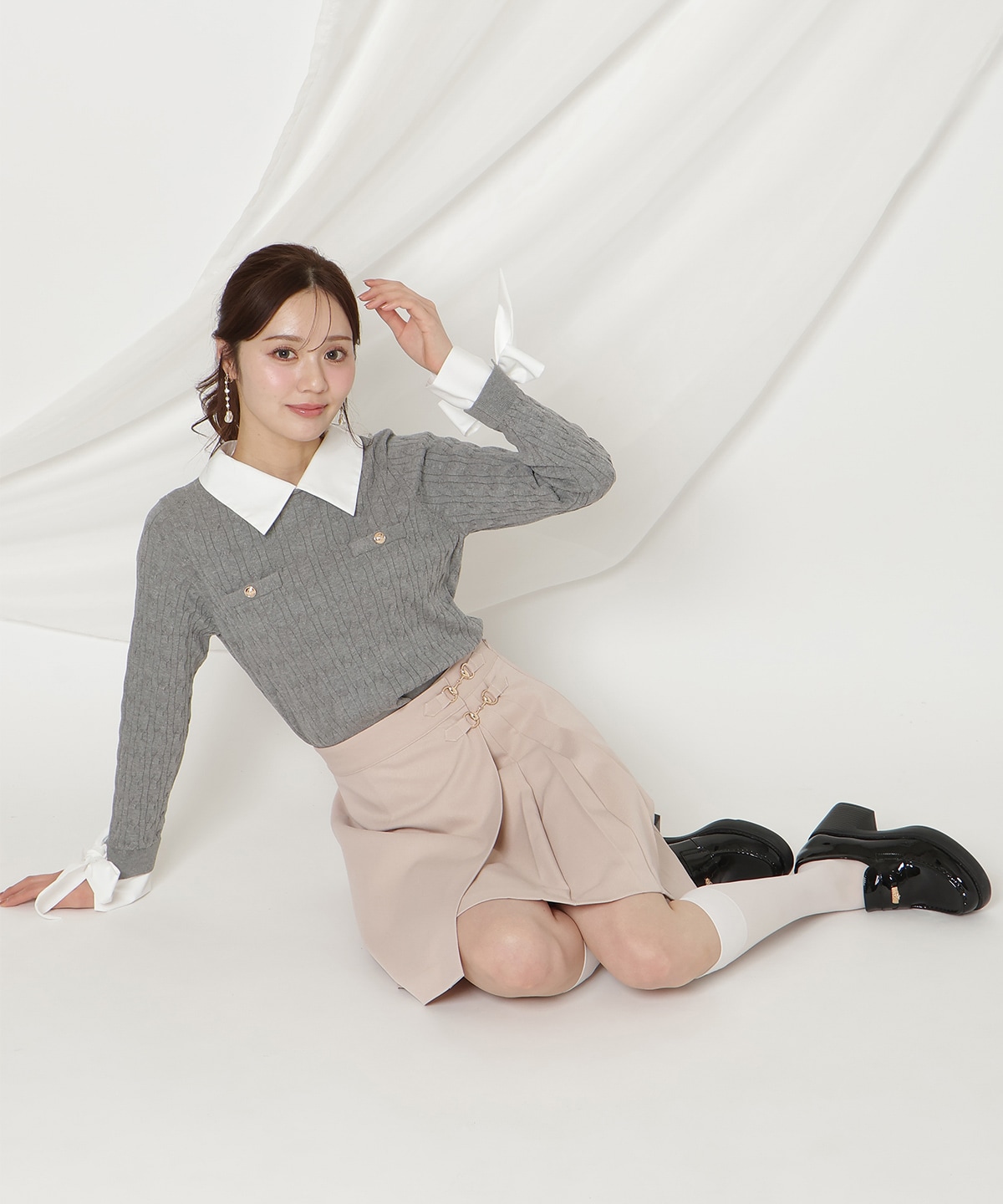 ビットデザインプリーツミニスカパン