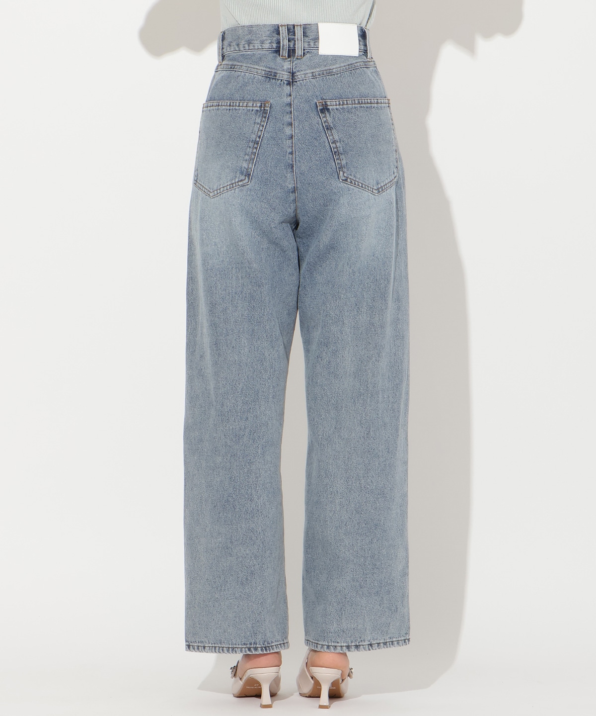 ビジューポケットワイドデニムパンツ