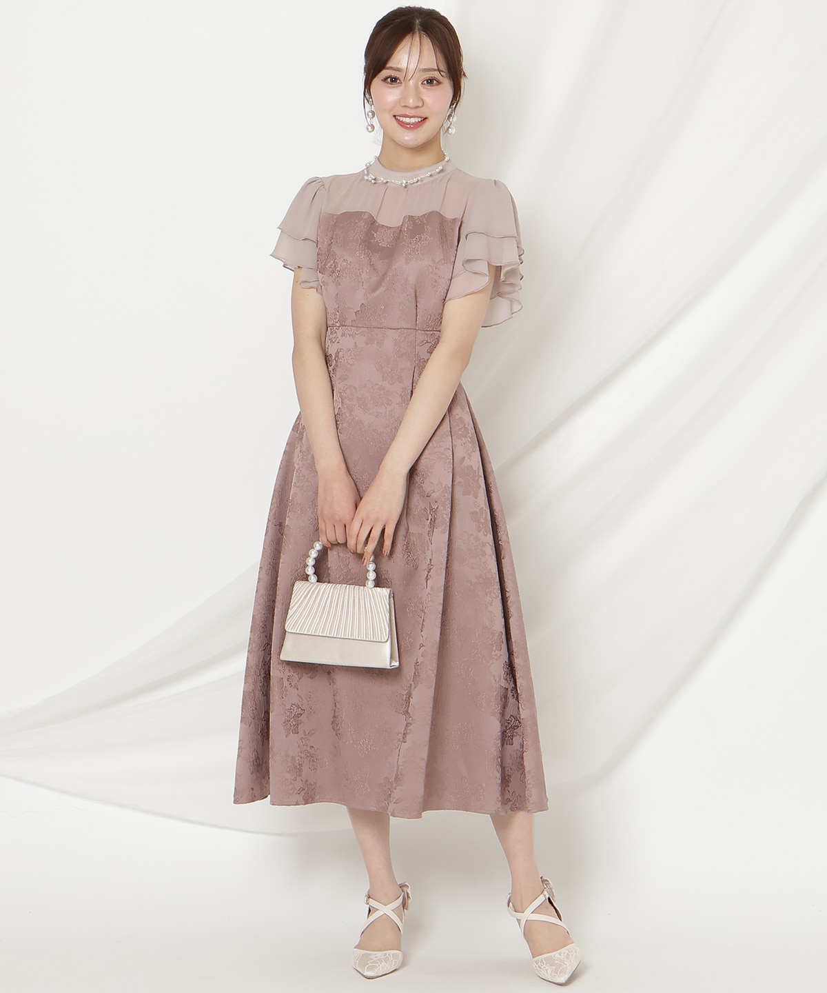 ジャガードタックフレアワンピース