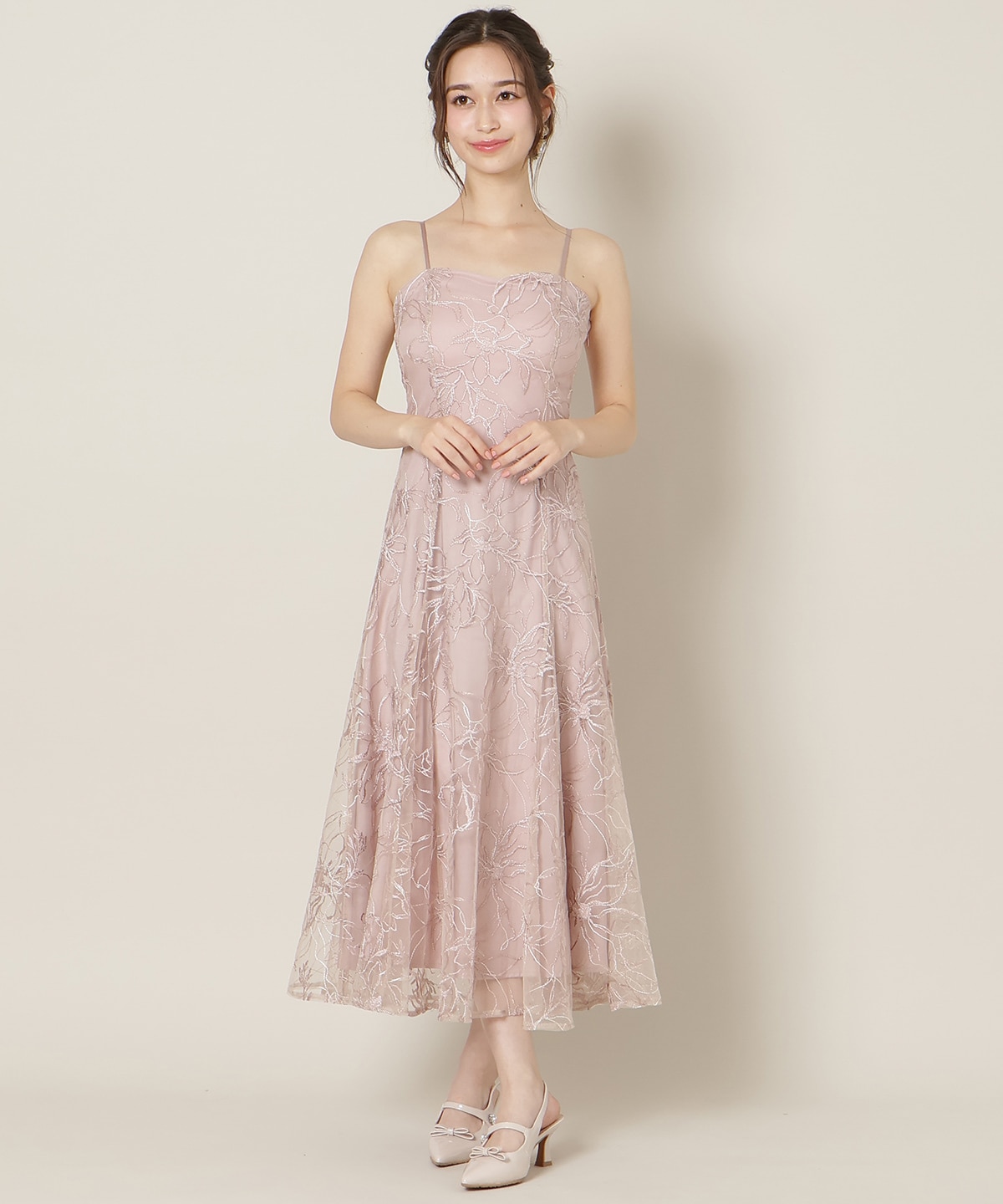 フロントスリットフレアブラウス×フレアレースキャミワンピース