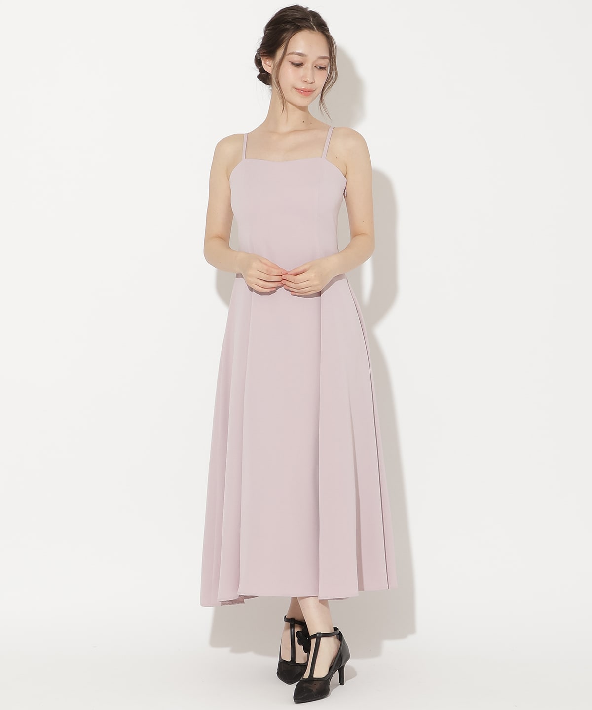 バックウエストリボンブラウス×フレアキャミワンピース