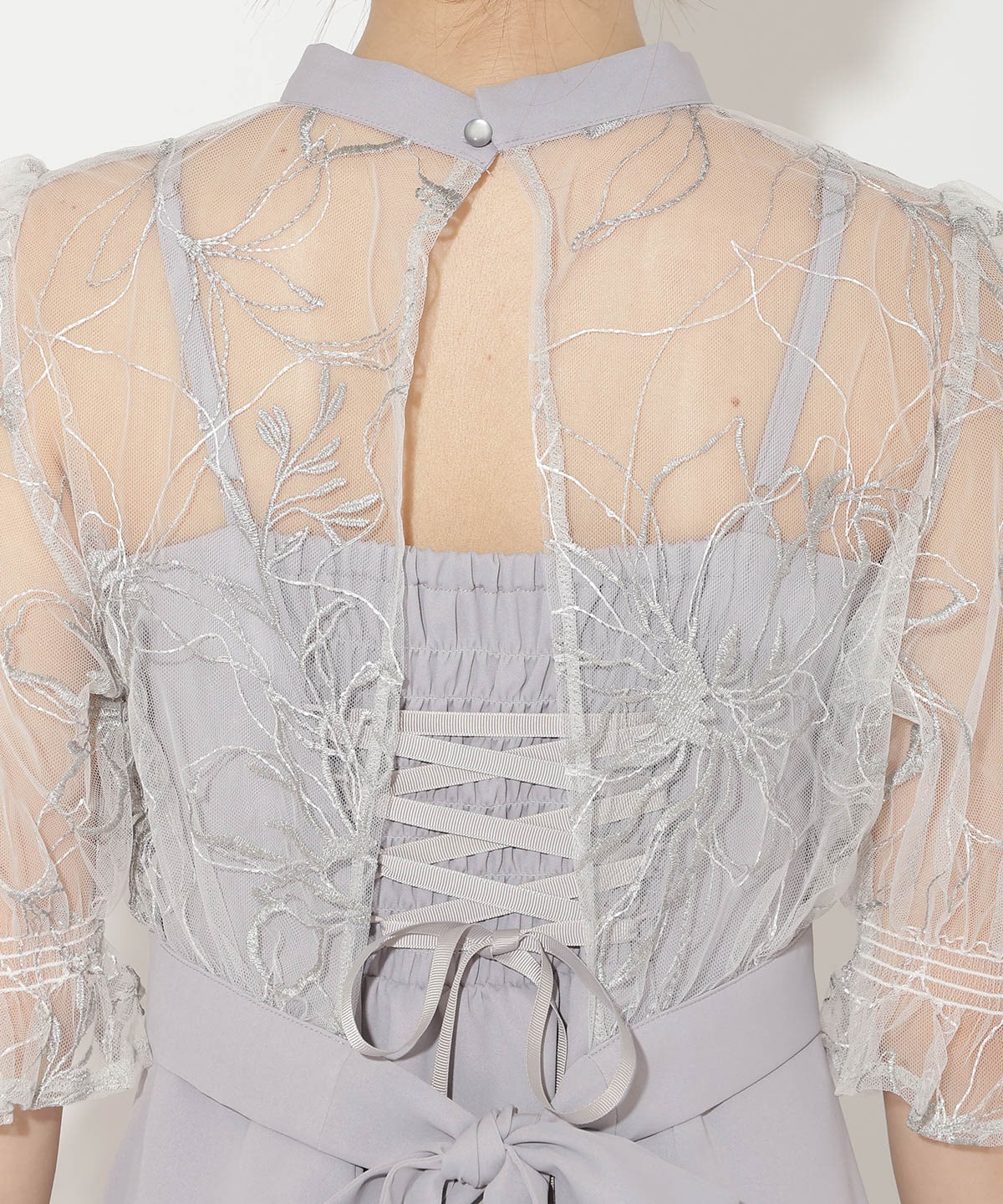 バックウエストリボンブラウス×フレアキャミワンピース