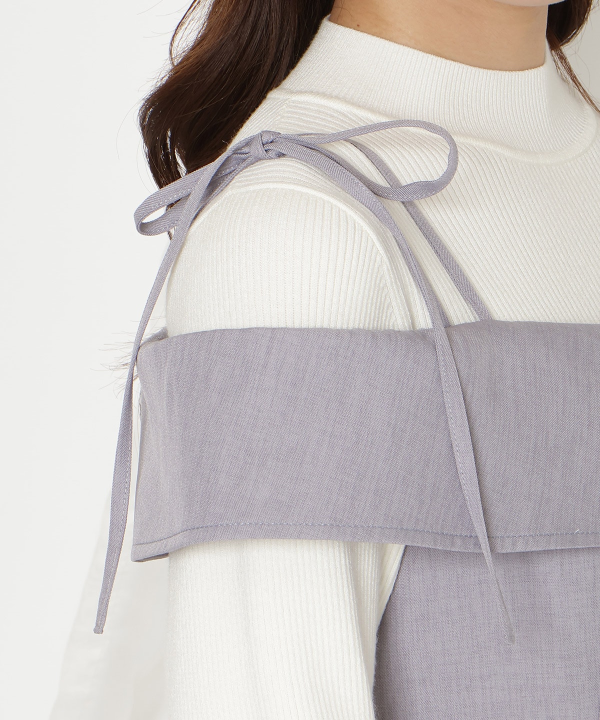 リボンストラップオフショルキャミワンピース