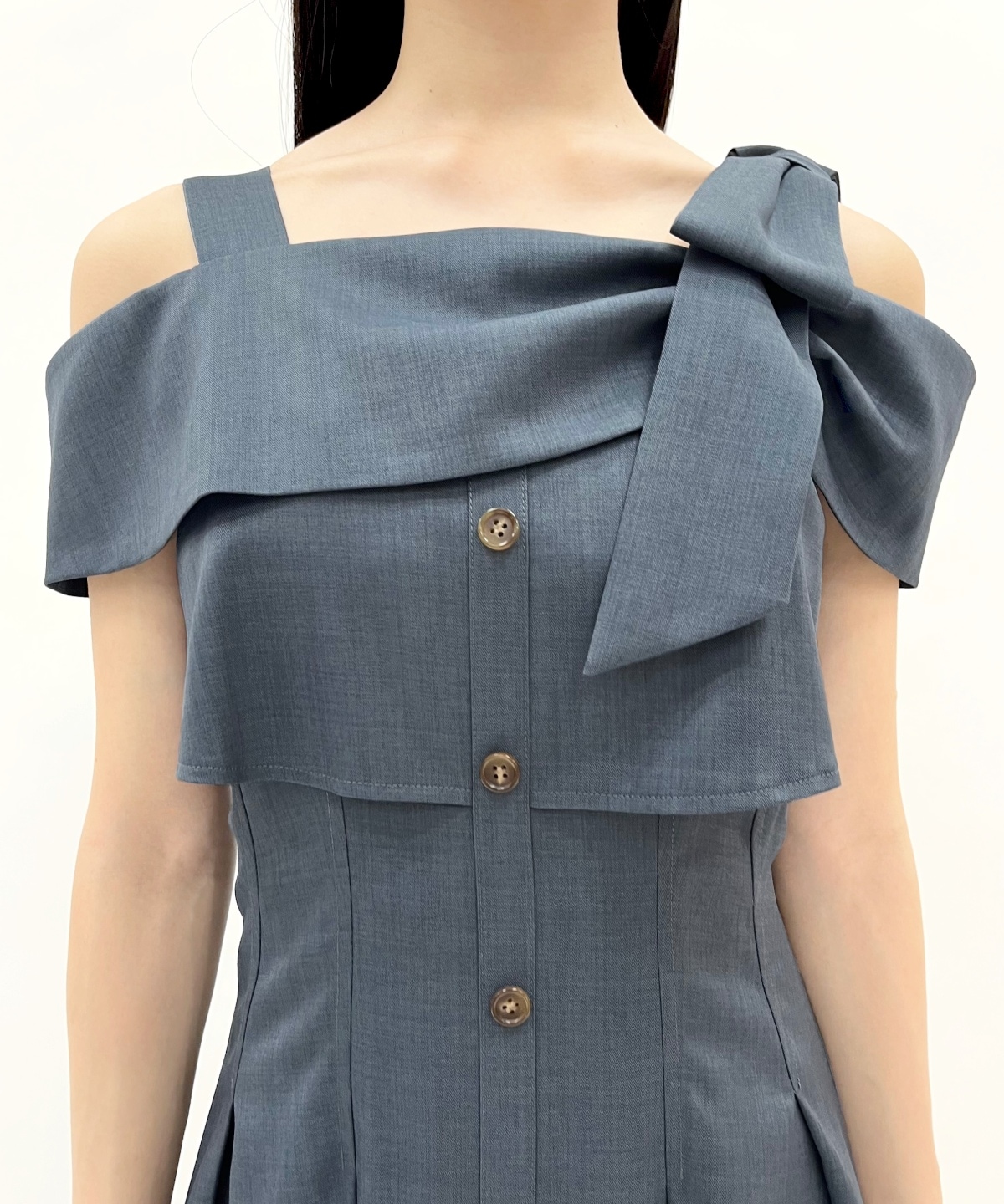 アシメリボンレイヤードワンピース