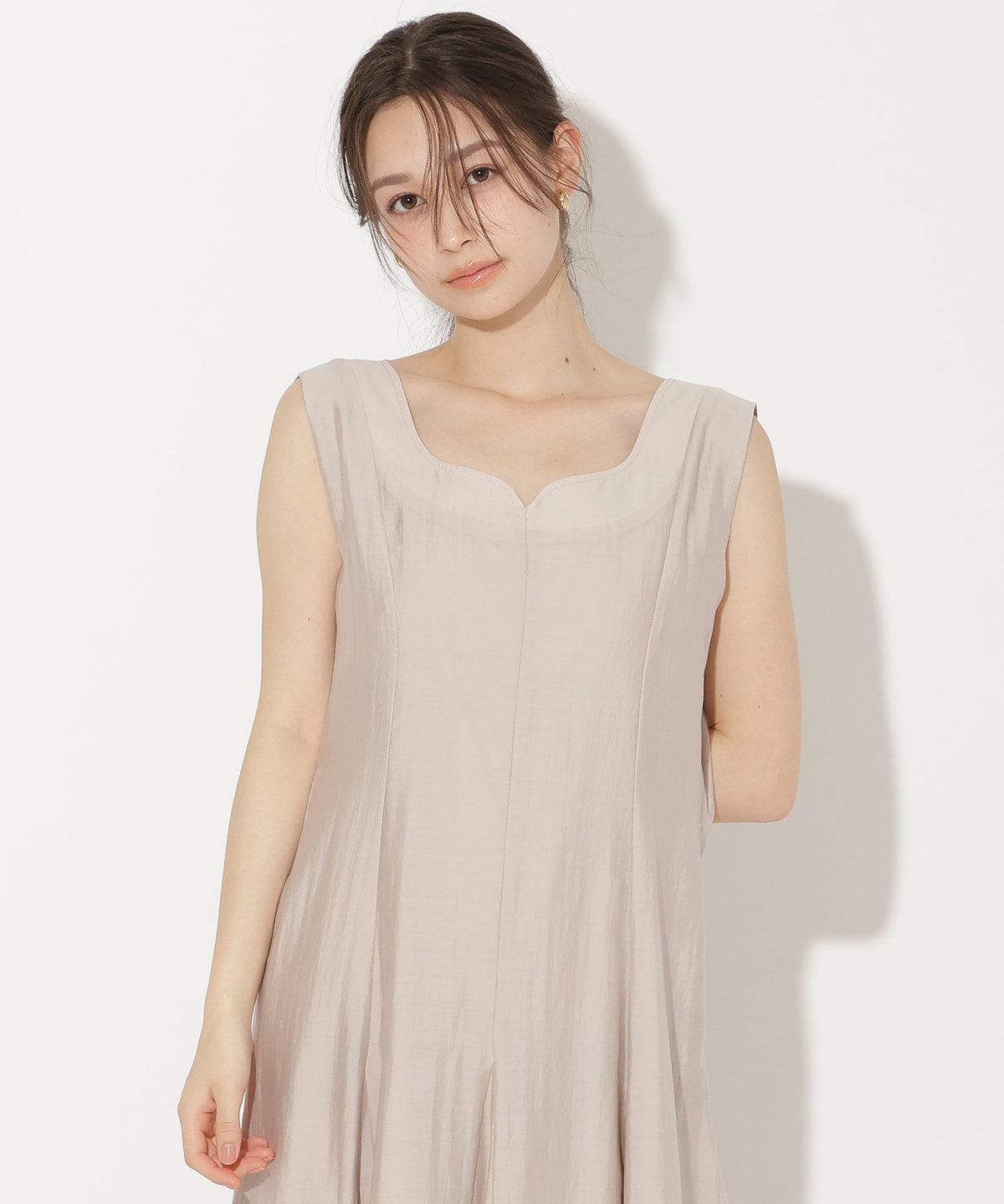 バックリボンノースリーブAラインワンピース