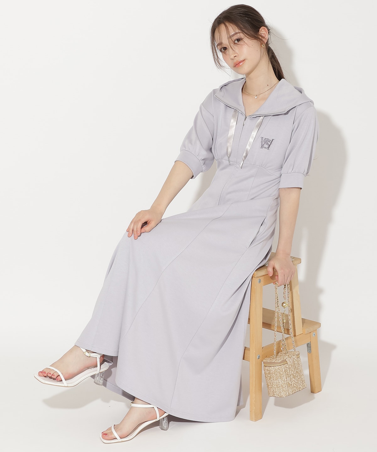 【5/14(thu)10時発売】ハイウエスト切替パーカーワンピース