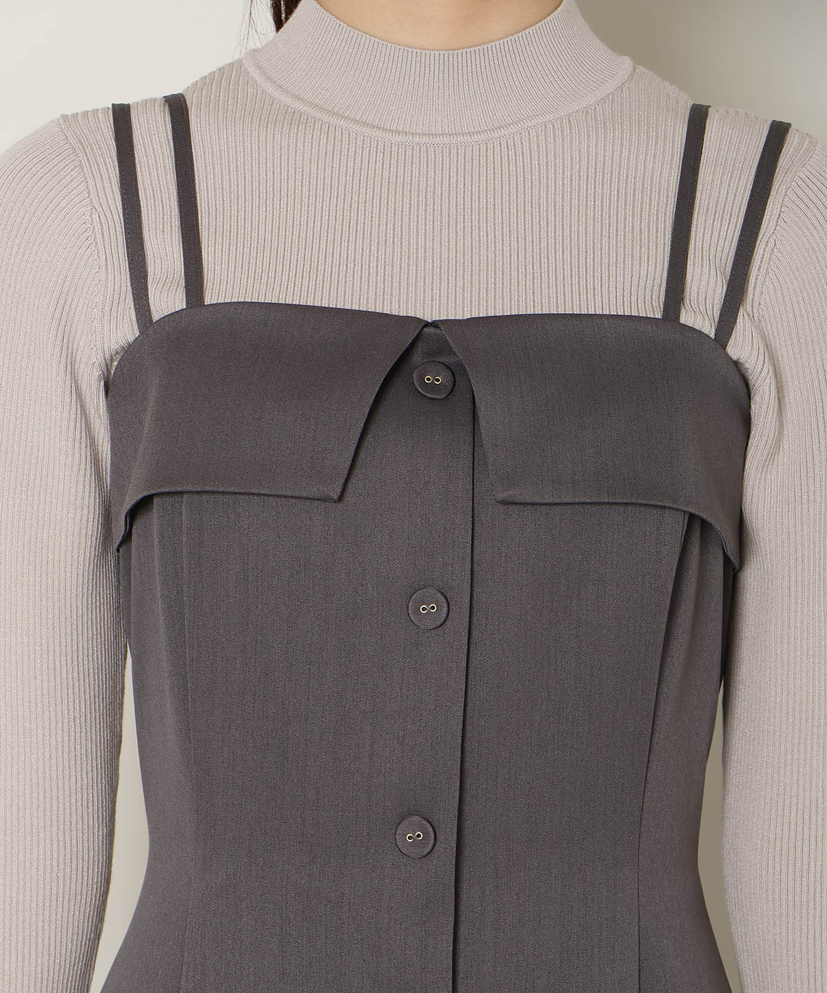 ギャザー切替ストラップキャミワンピース