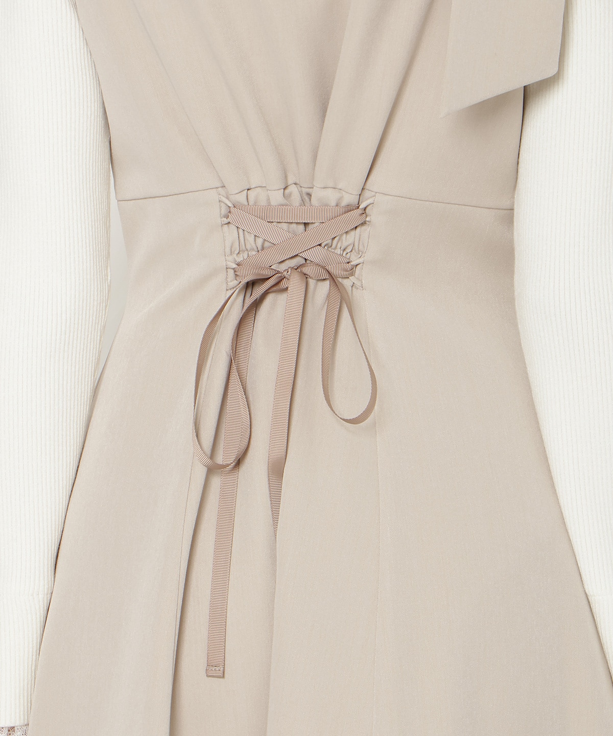 アシンメトリーリボンショルダーワンピース