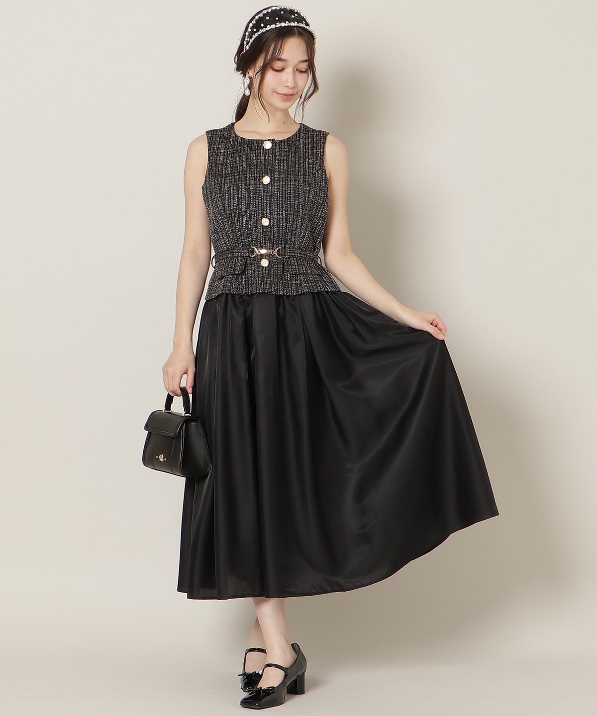 ツイードドッキングジレワンピース