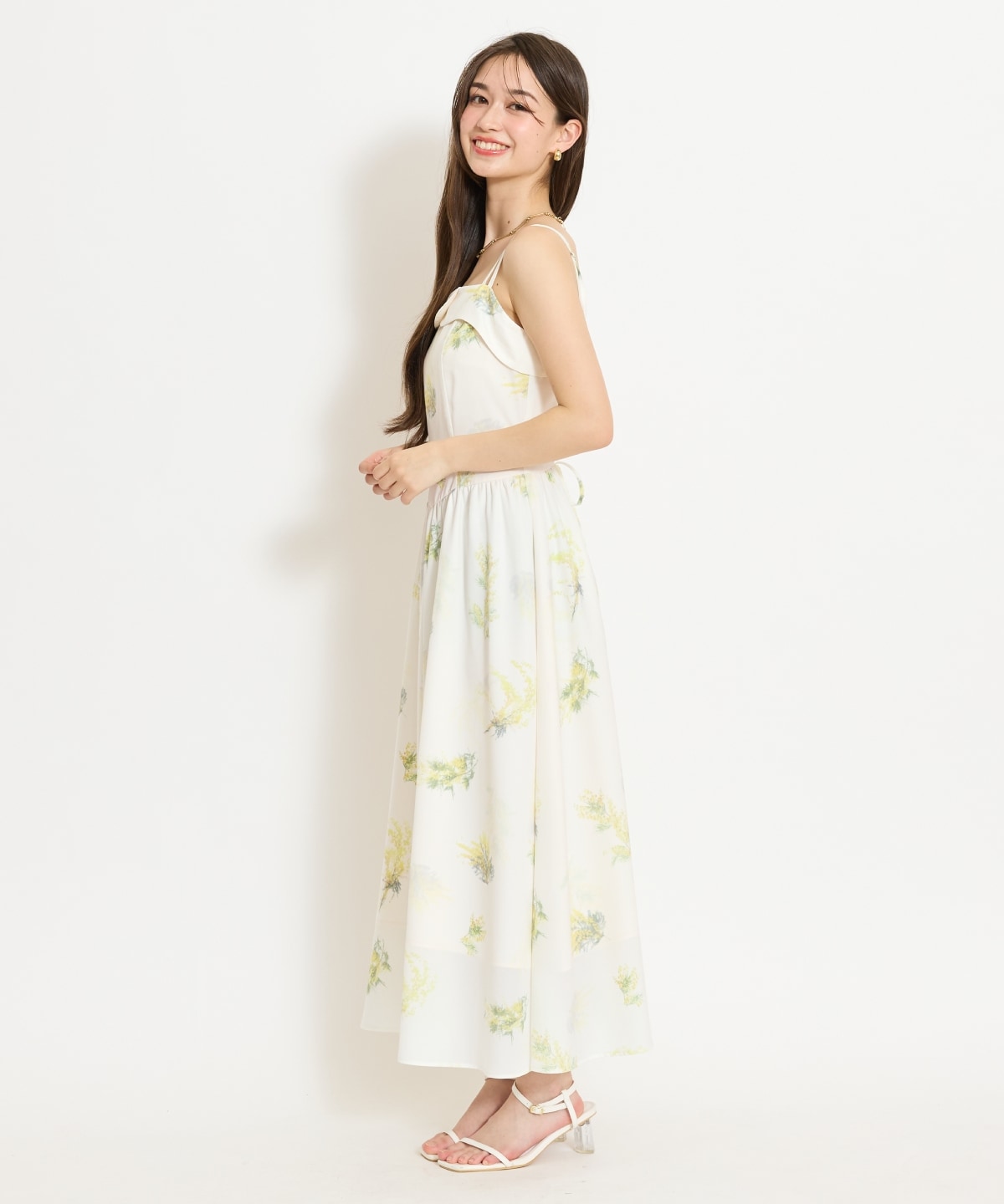 ミモザプリントキャミワンピース