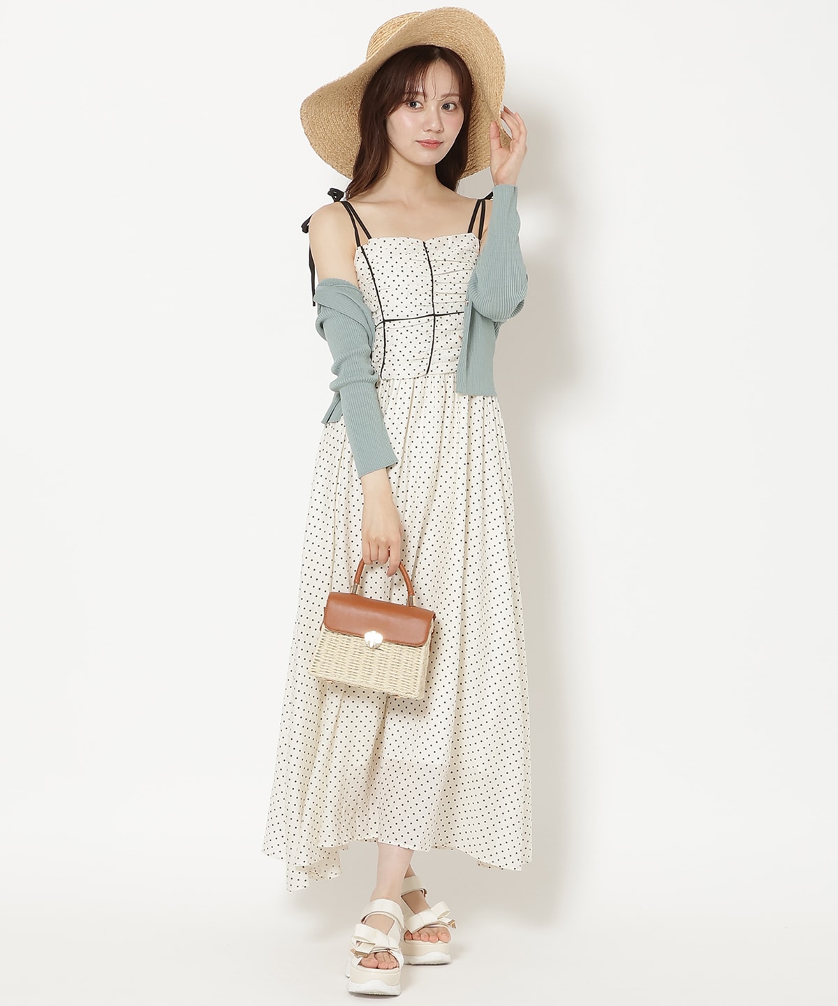 【7/16(thu)10時発売】リボンショルダーギャザーキャミワンピース