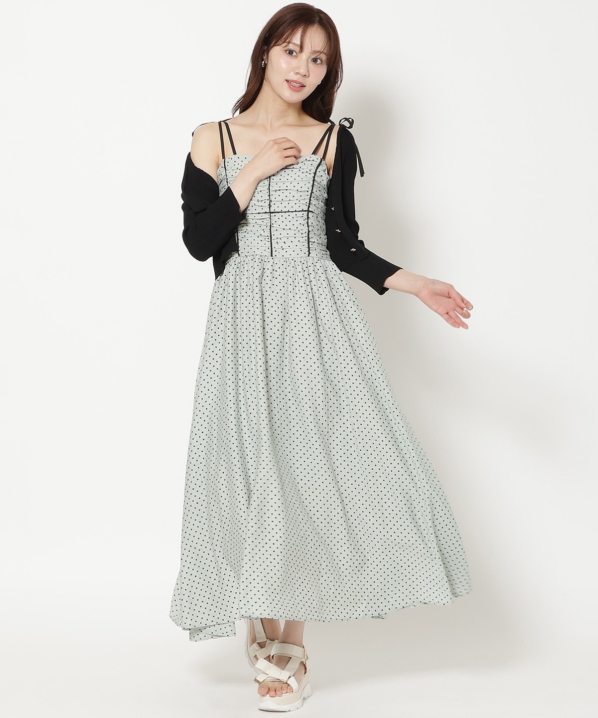 【7/16(thu)10時発売】リボンショルダーギャザーキャミワンピース