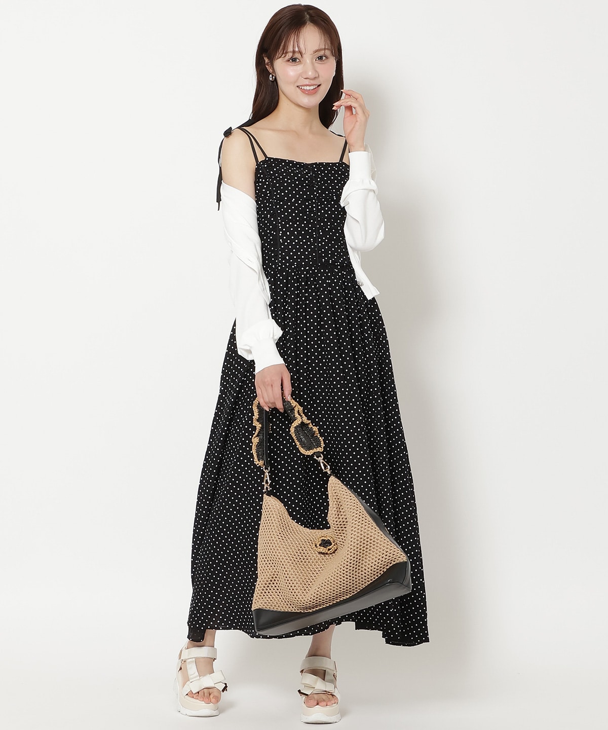 【7/16(thu)10時発売】リボンショルダーギャザーキャミワンピース