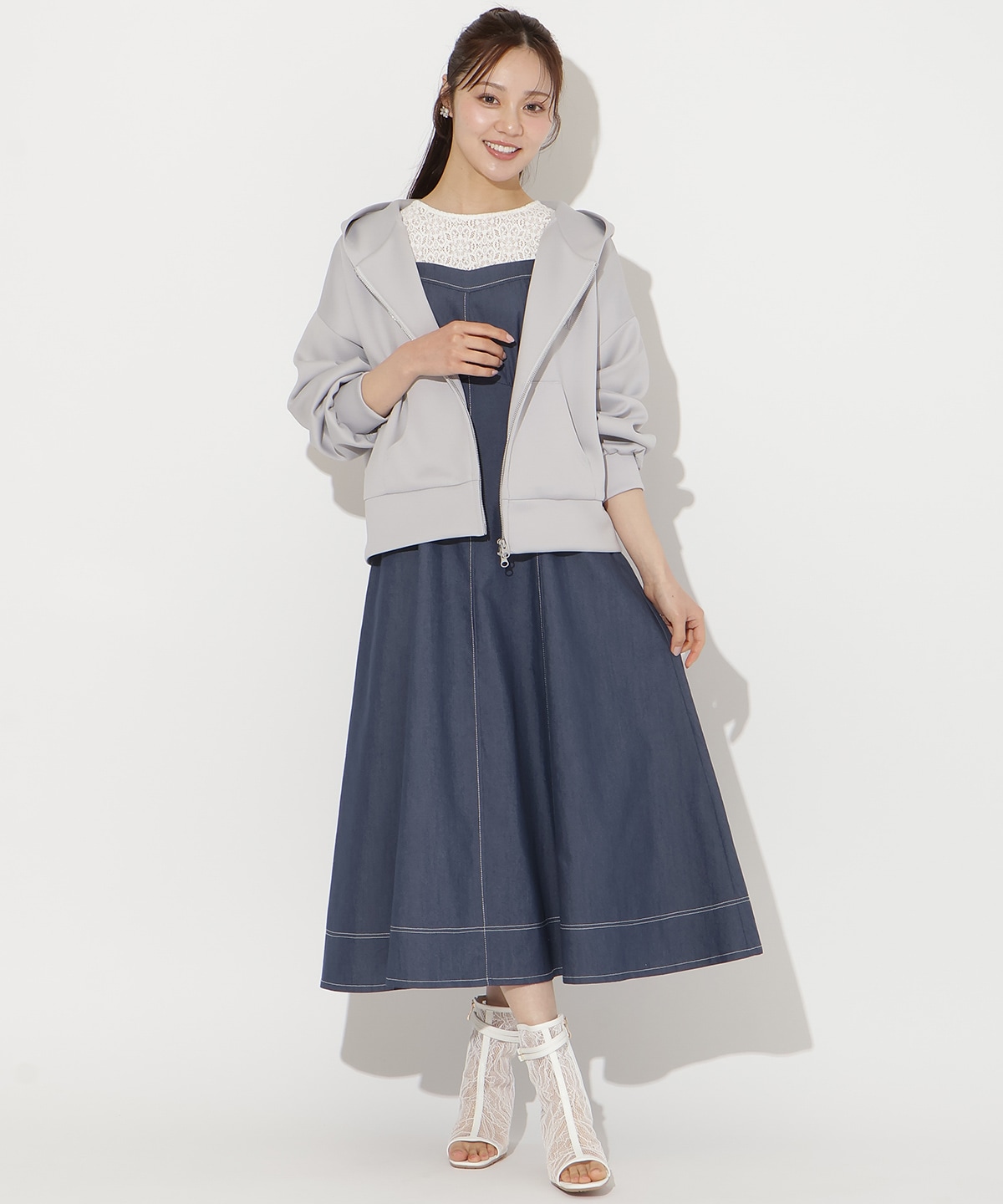 ダブルZIPオーバーサイズパーカー