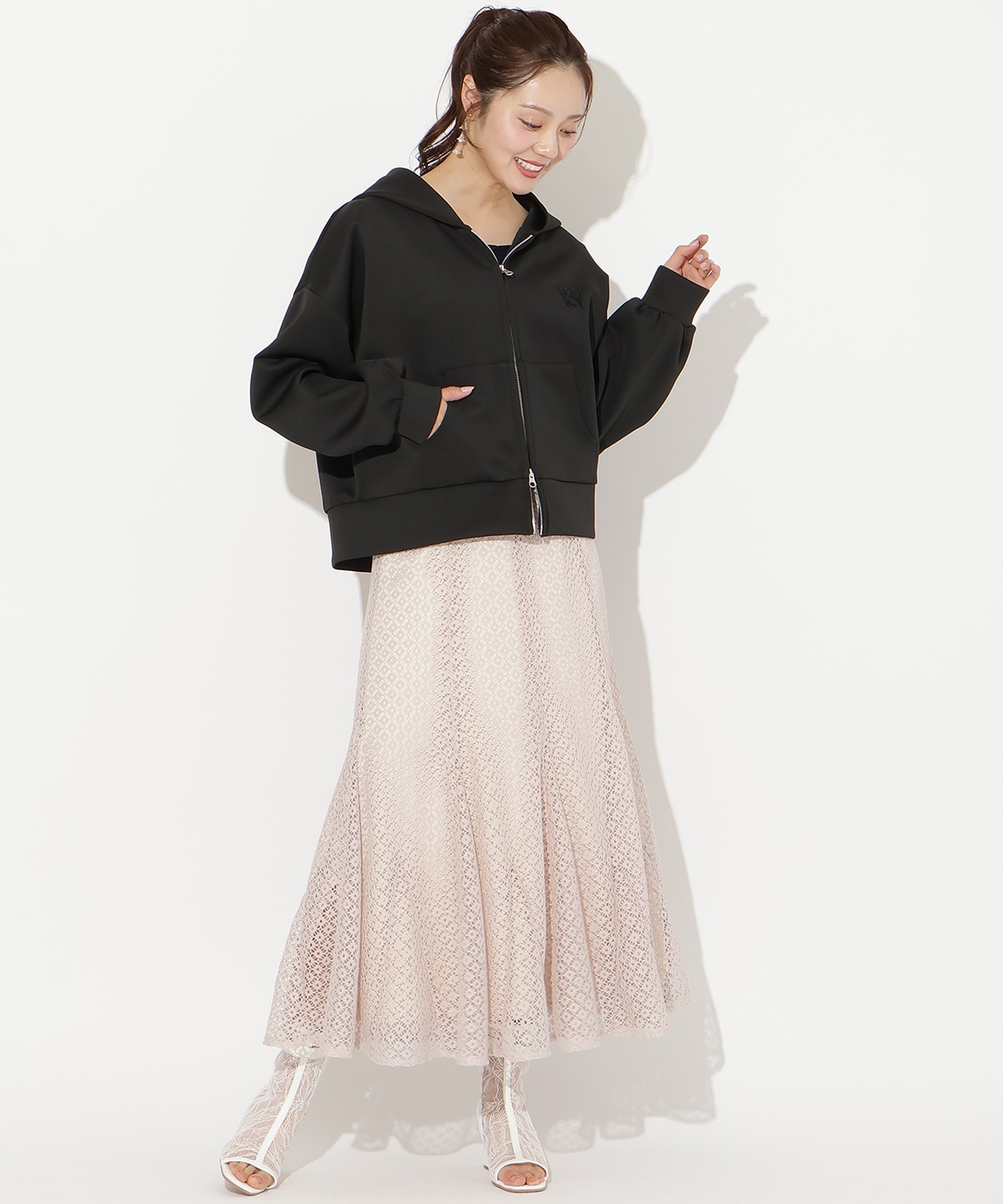 ダブルZIPオーバーサイズパーカー