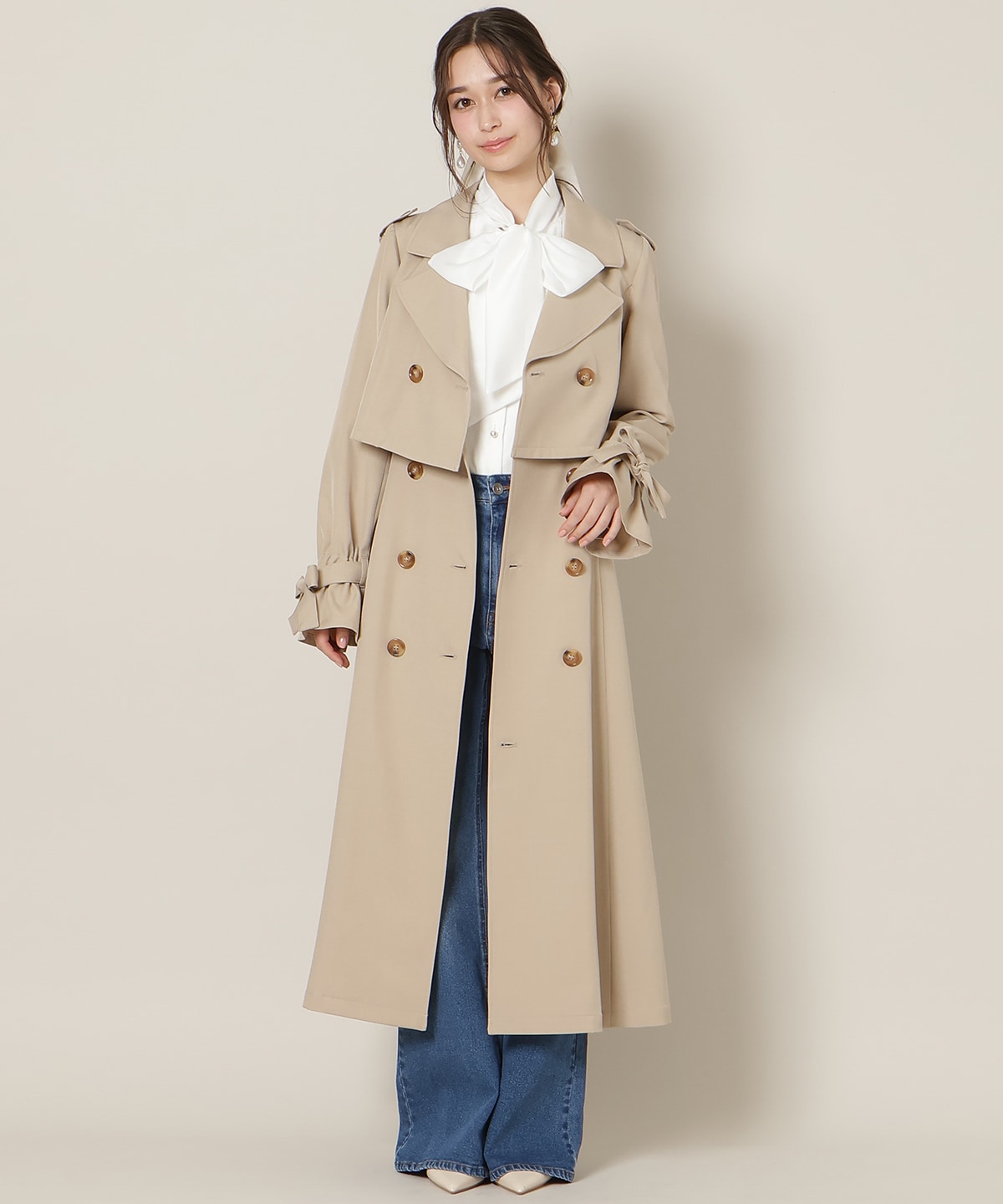 リボンスリーブ3WAYトレンチコート