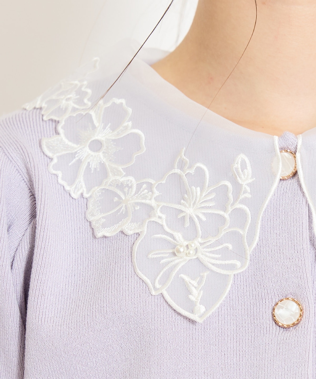 シアーレースカラーカーディガン