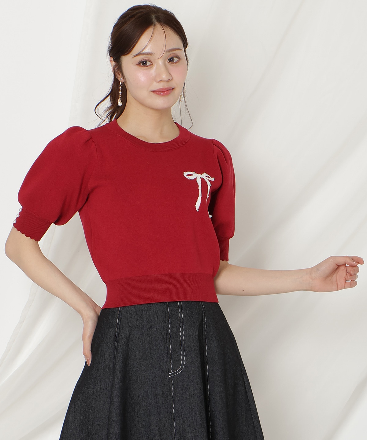 【2/27(fri)発売】リボンジャガードパフニット