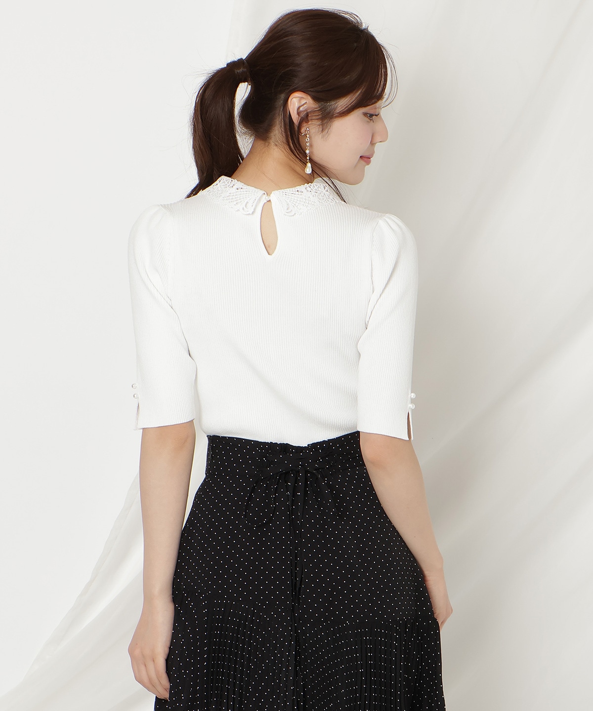 【2/27(fri)発売】リボンレースカラーリブニット