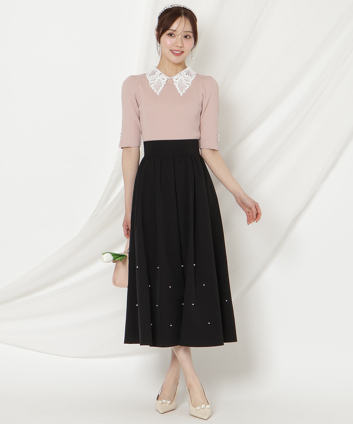 【2/27(fri)発売】リボンレースカラーリブニット