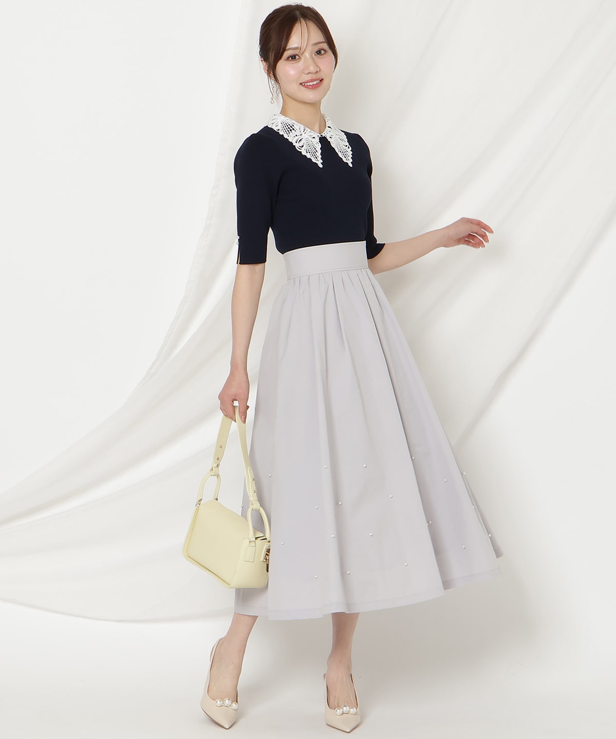 【2/27(fri)発売】リボンレースカラーリブニット