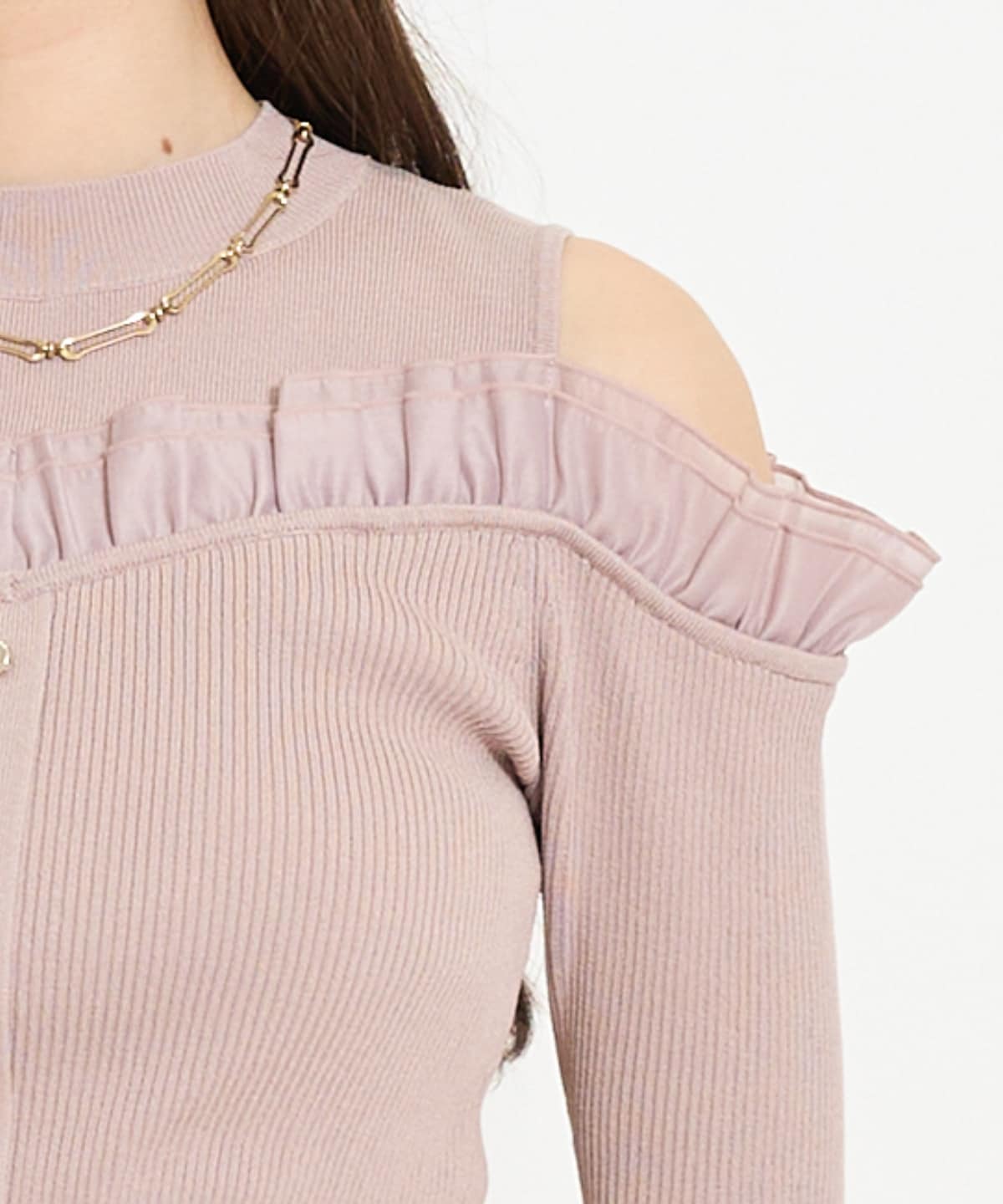 フリルレイヤードリブニット