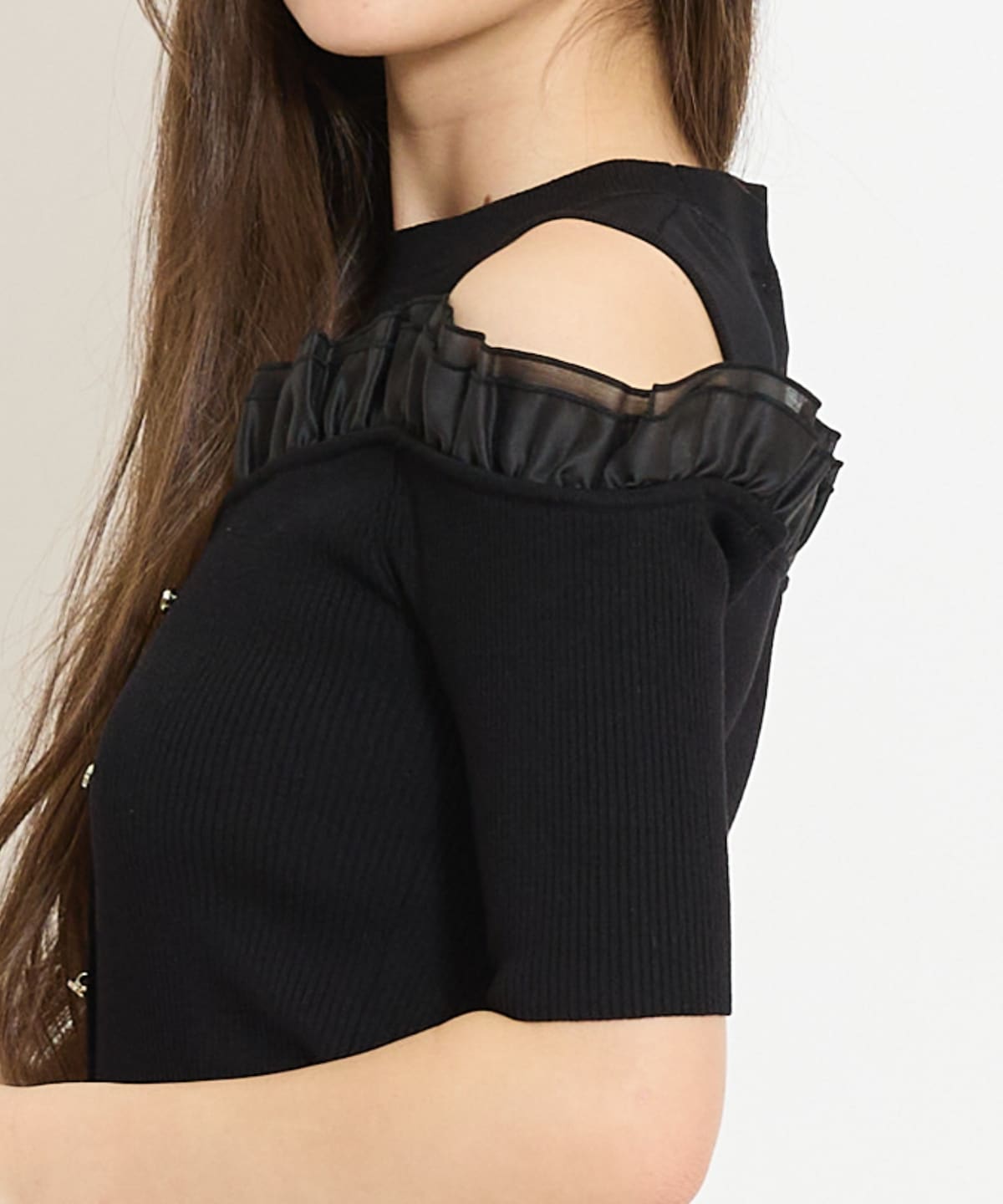 フリルレイヤードリブニット