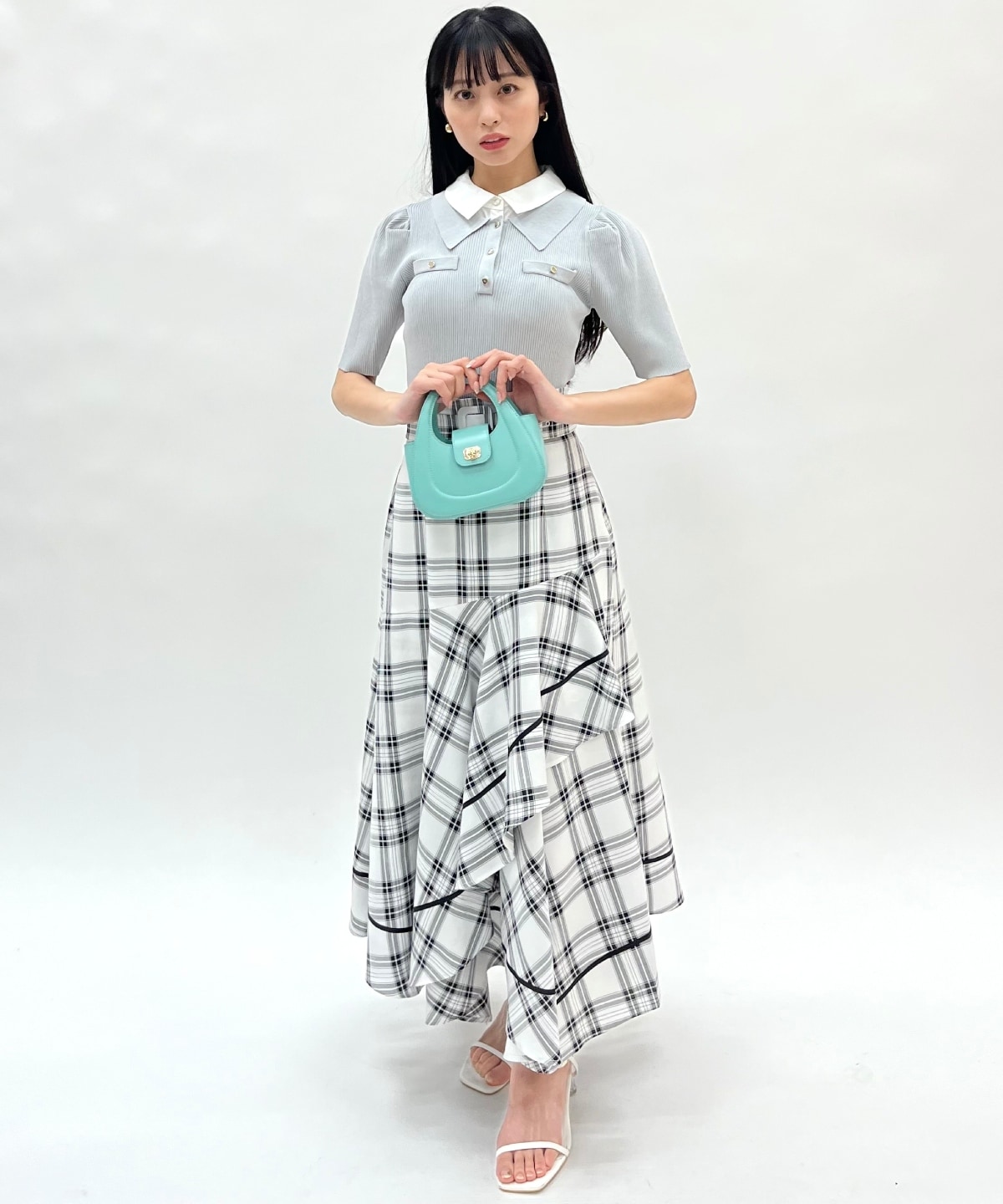 レイヤードカラーリブニット