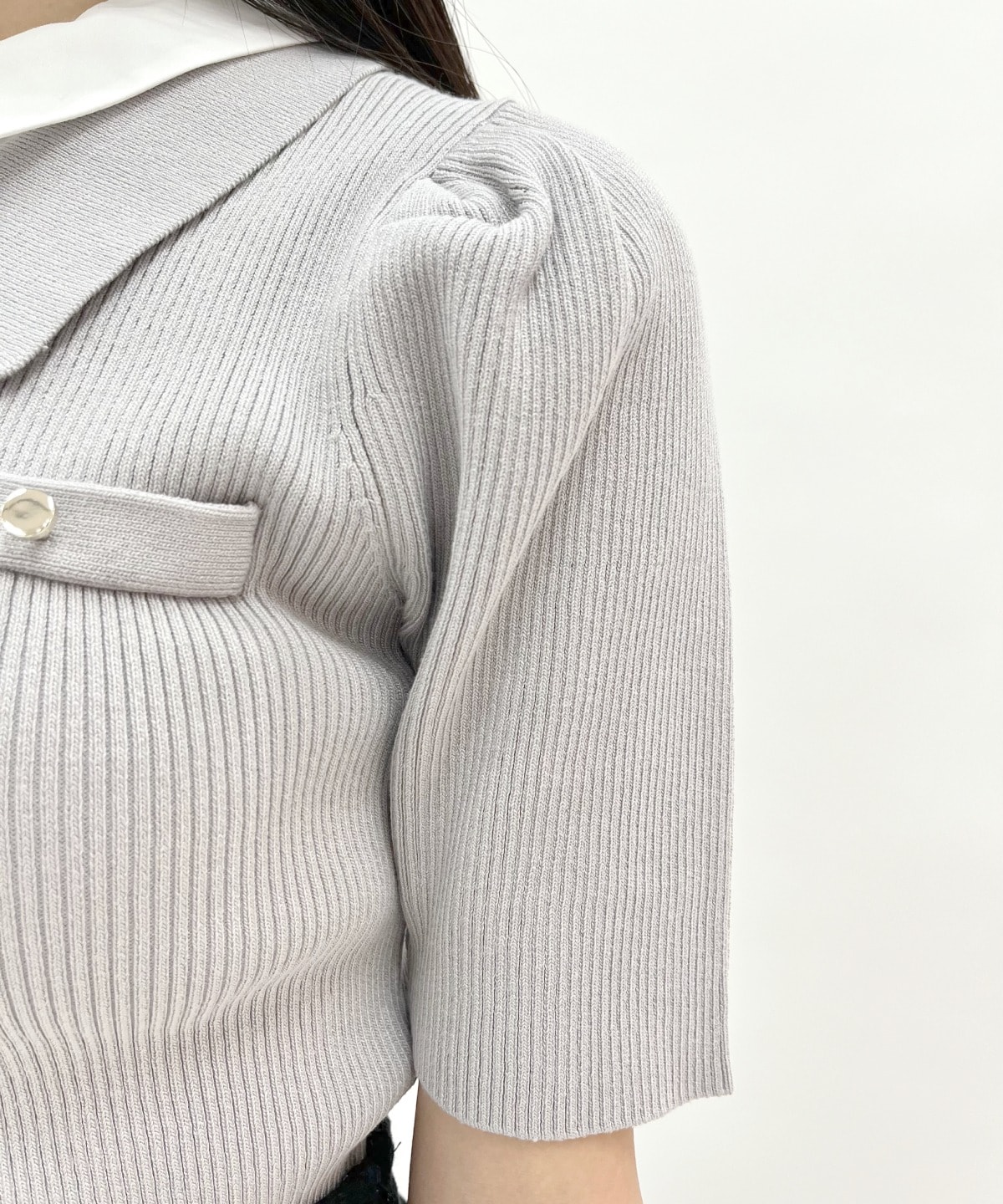 レイヤードカラーリブニット