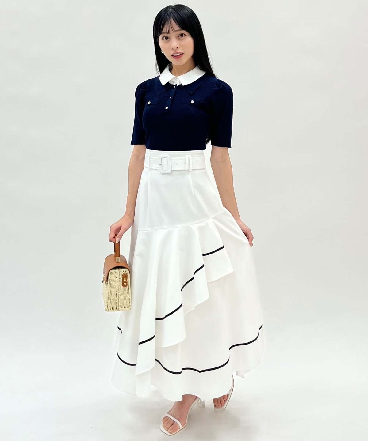 レイヤードカラーリブニット