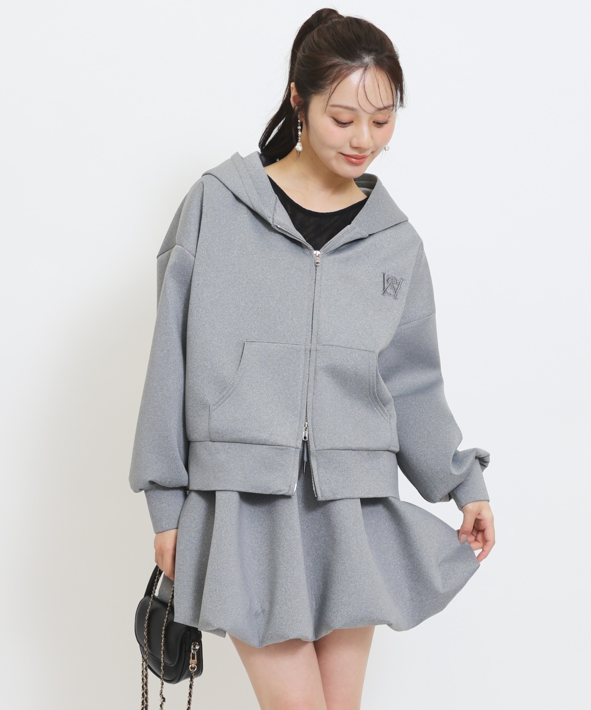 【セットアップ対応】ロゴ刺繍オーバーサイズフーディ