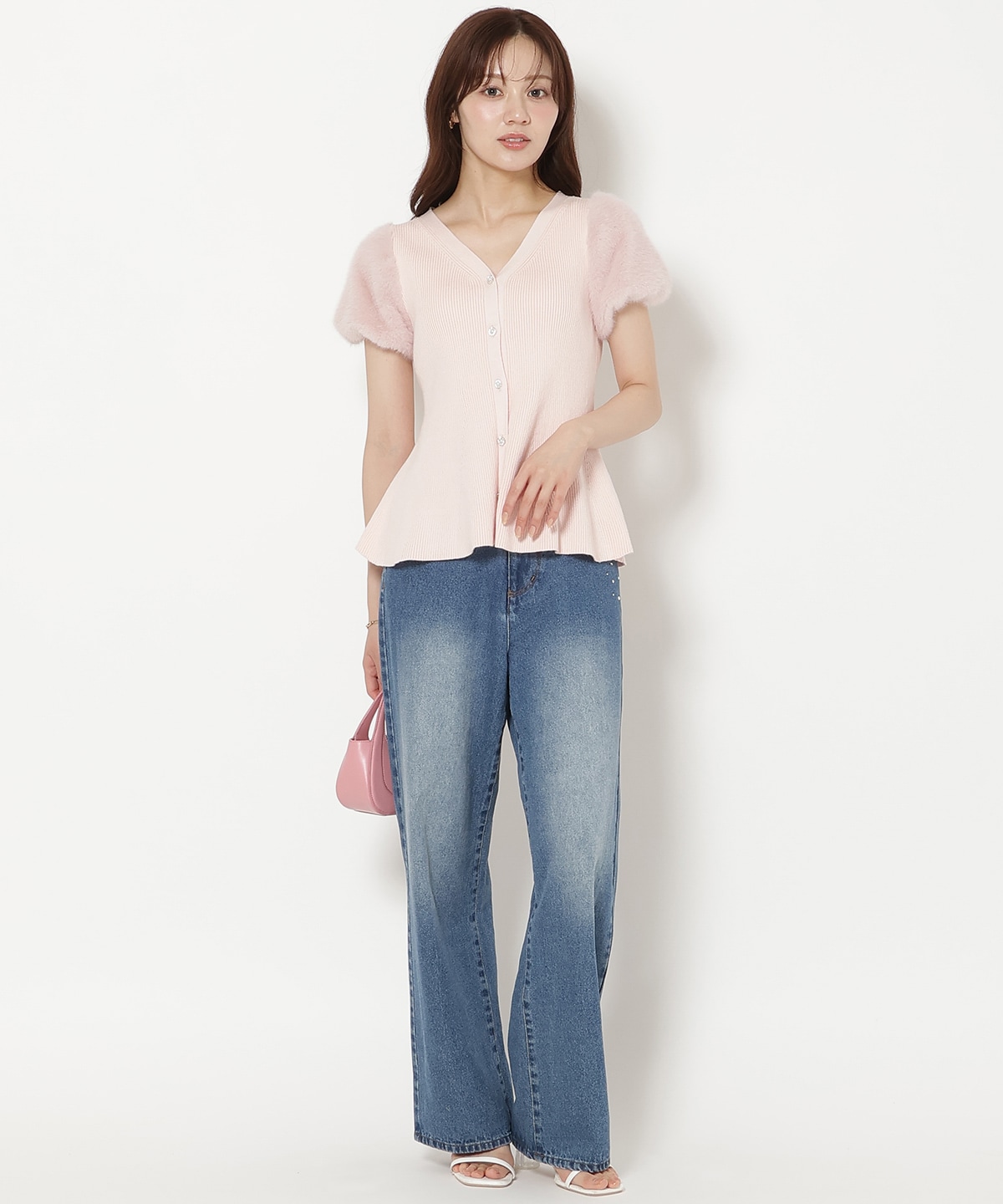 【8/7(fri)20時発売】ファースリーブペプラムニットカーディガン