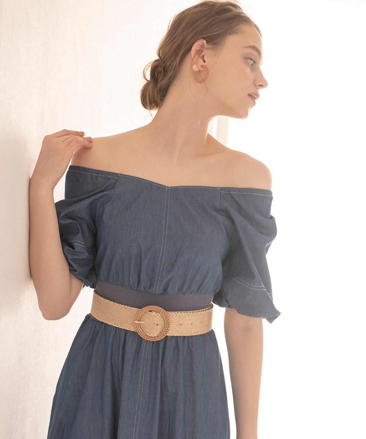 ウエストリブライトデニムワンピース M ブルー And Couture 公式オンラインショップ バーンデストローズ