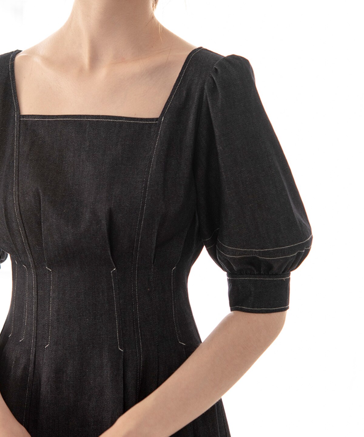 ウエストタックスクエアネックデニムワンピース M 紺 And Couture 公式オンラインショップ バーンデストローズ