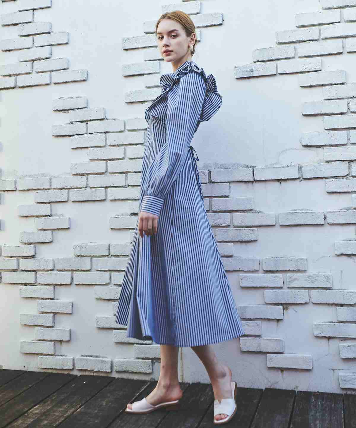 ストライプフリルシャツワンピース M パープル系ボーダー ストライプ And Couture 公式オンラインショップ バーンデストローズ