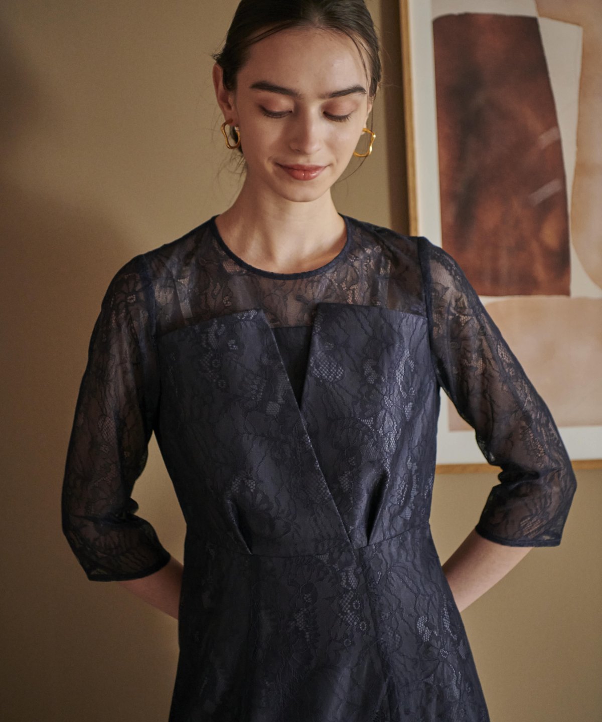 総レースベアトップ風ドレス M ネイビー And Couture 公式オンラインショップ バーンデストローズ