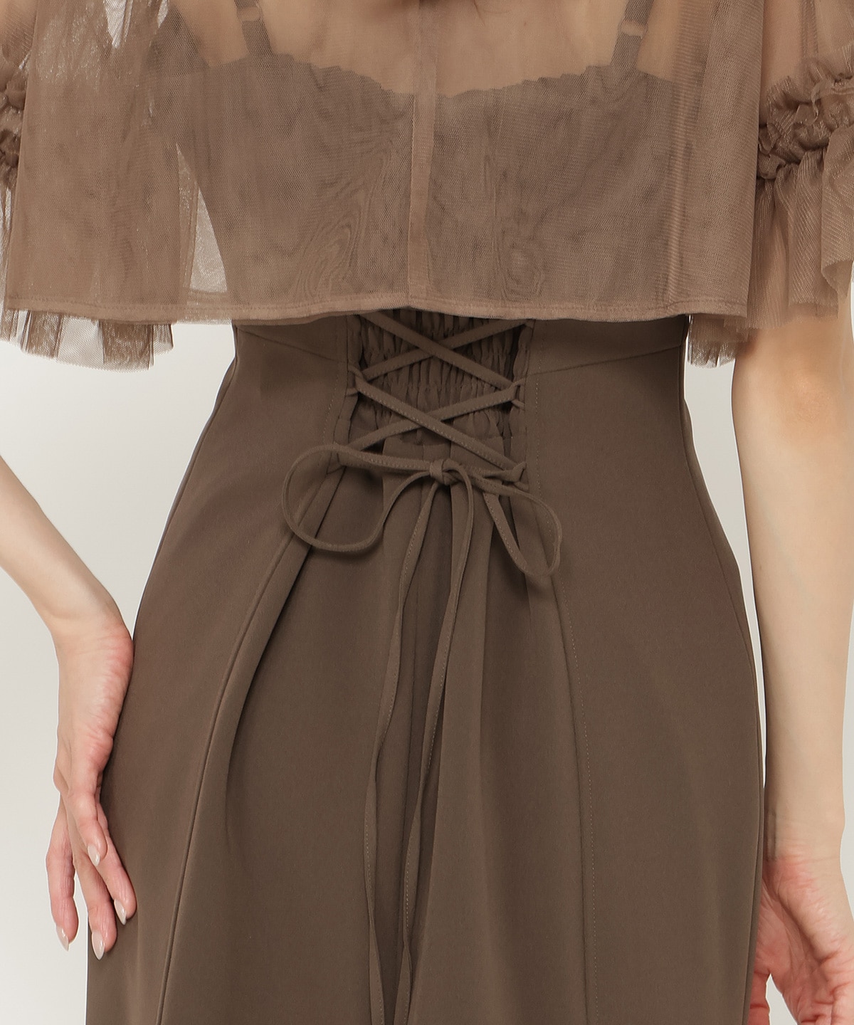 チュールフリルマーメイドドレス