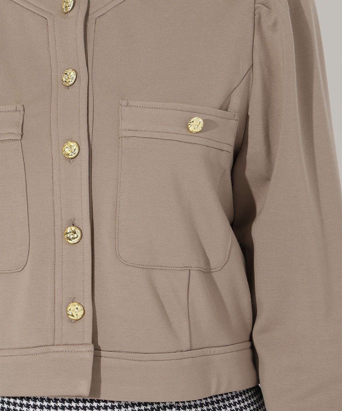 ポンチノーカラー長袖ジャケット