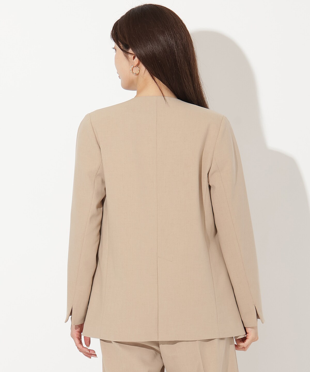 ノーカラーダブルジャケット