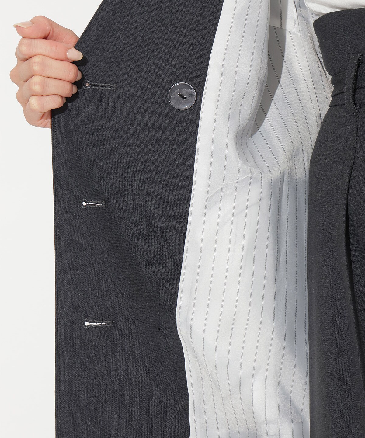 ノーカラーダブルジャケット