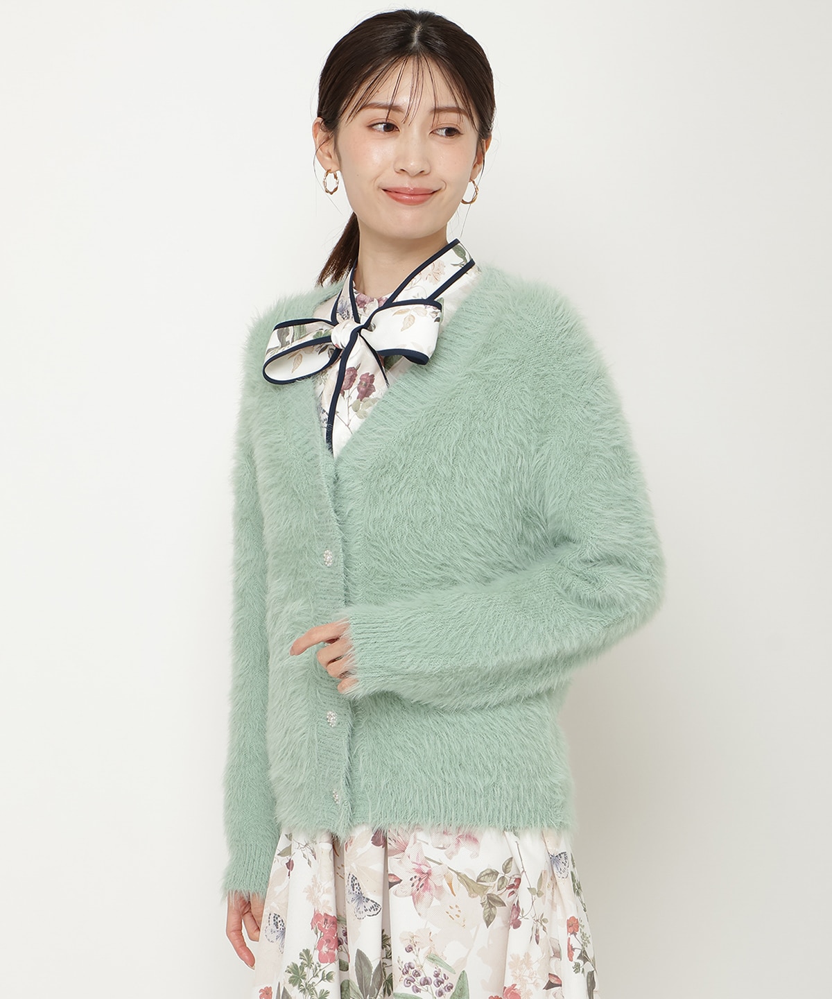 シャギーロングカーデ