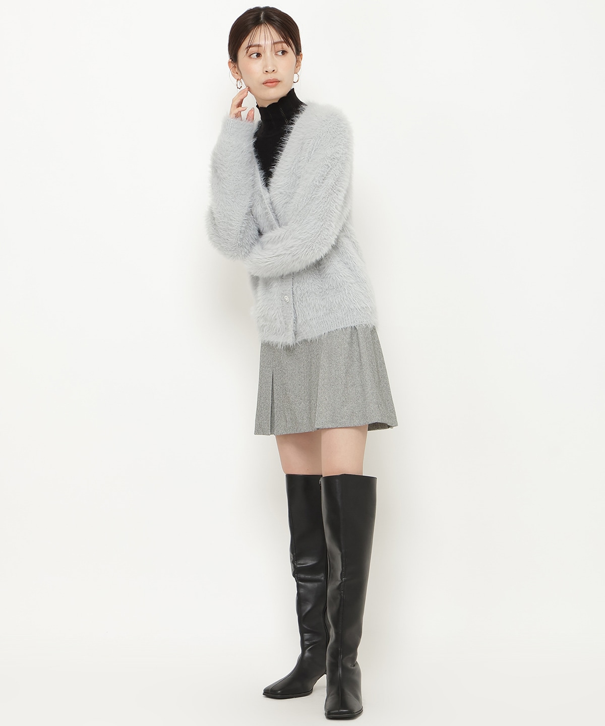 シャギーロングカーデ